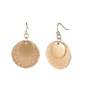 Gold Stacked Full Moon Round Dangle Drop Earrings